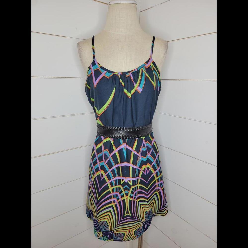 Glam small blue with multicolored accents lightweight mini dress